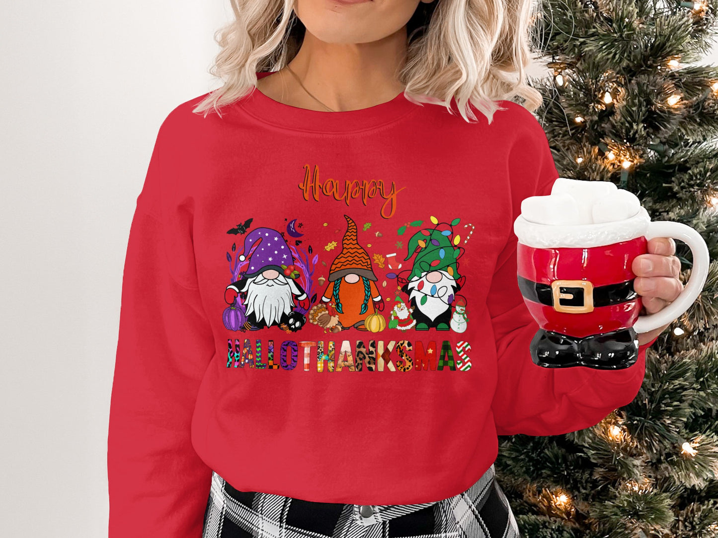 Happy Hallothanksmas Festive Gnome Sweatshirt