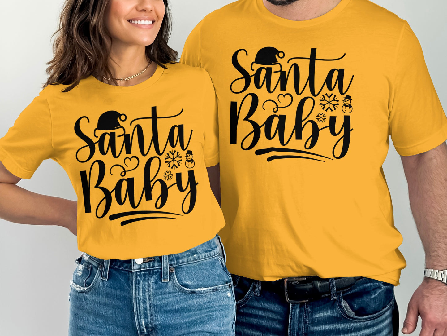 Santa Baby Fun Matching Couples T-shirt Design