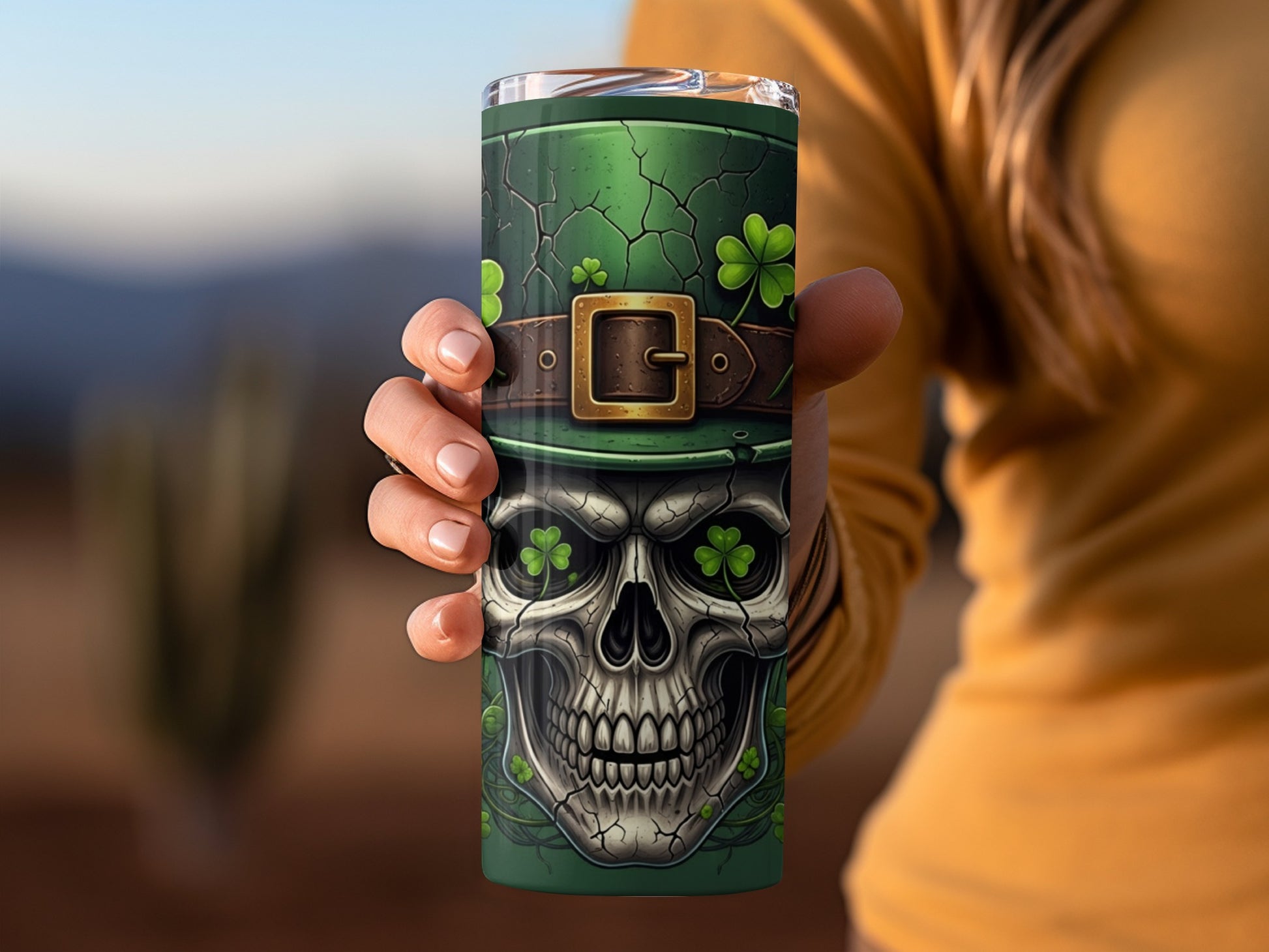 St. Patrick's Day Skull and Shamrock Design Tumbler