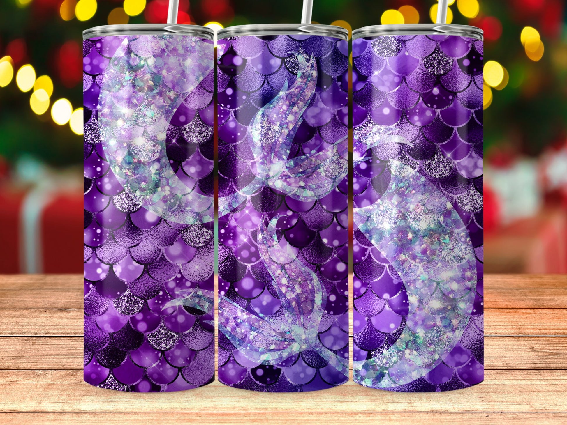 Purple Mermaid Scales Glitter Sparkle Tumbler product