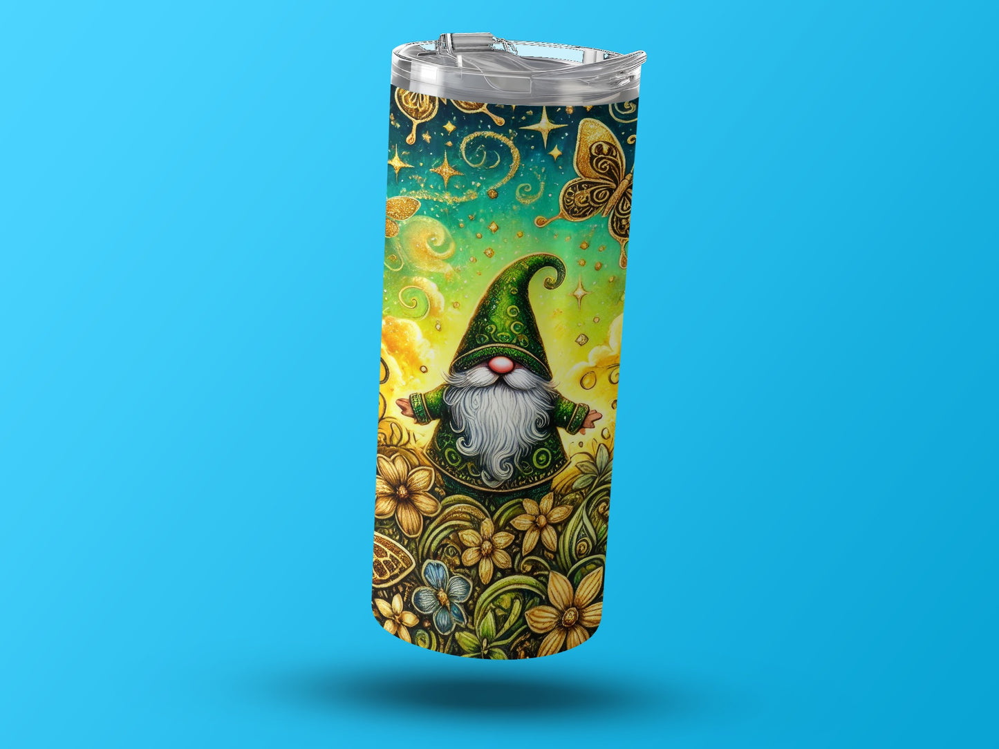 Whimsical Gnome and Flowers Tumbler Drinkware