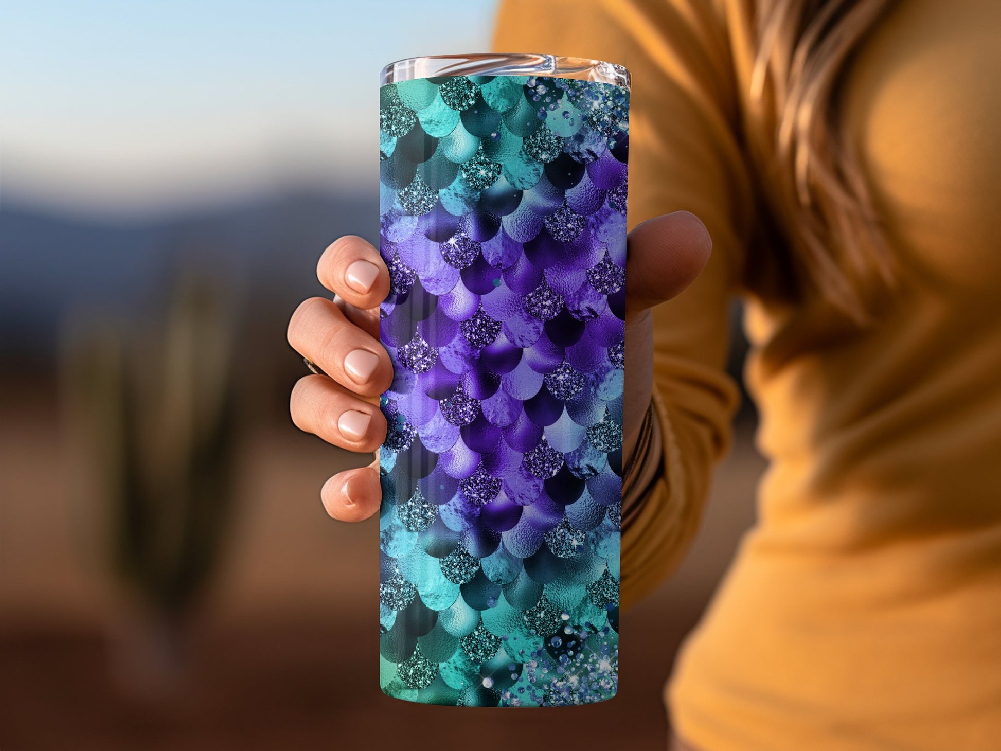 Vibrant Mermaid Scales Glitter Travel Mug product