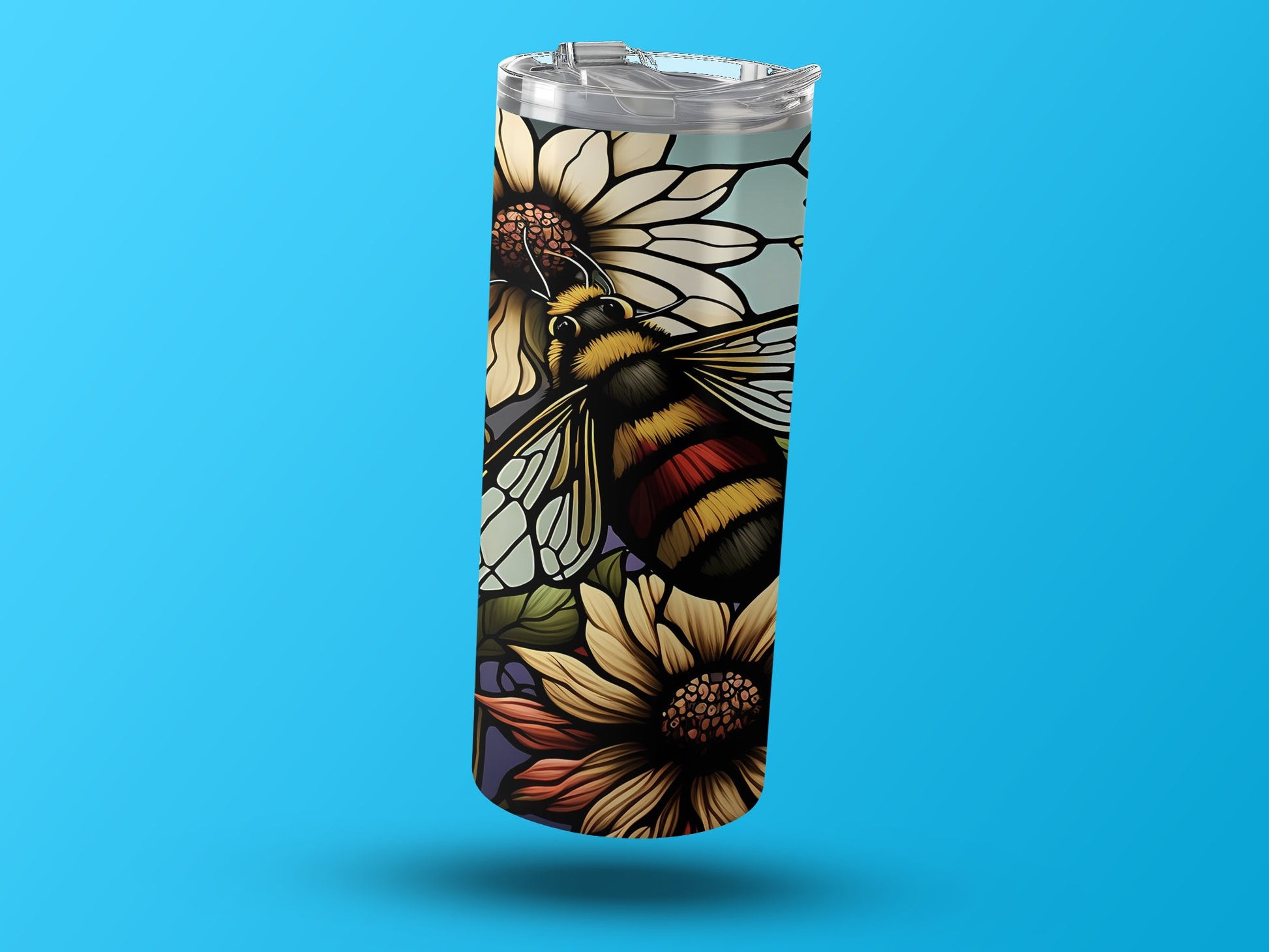 Colorful Bumblebee and Flowers Design Tumbler product type