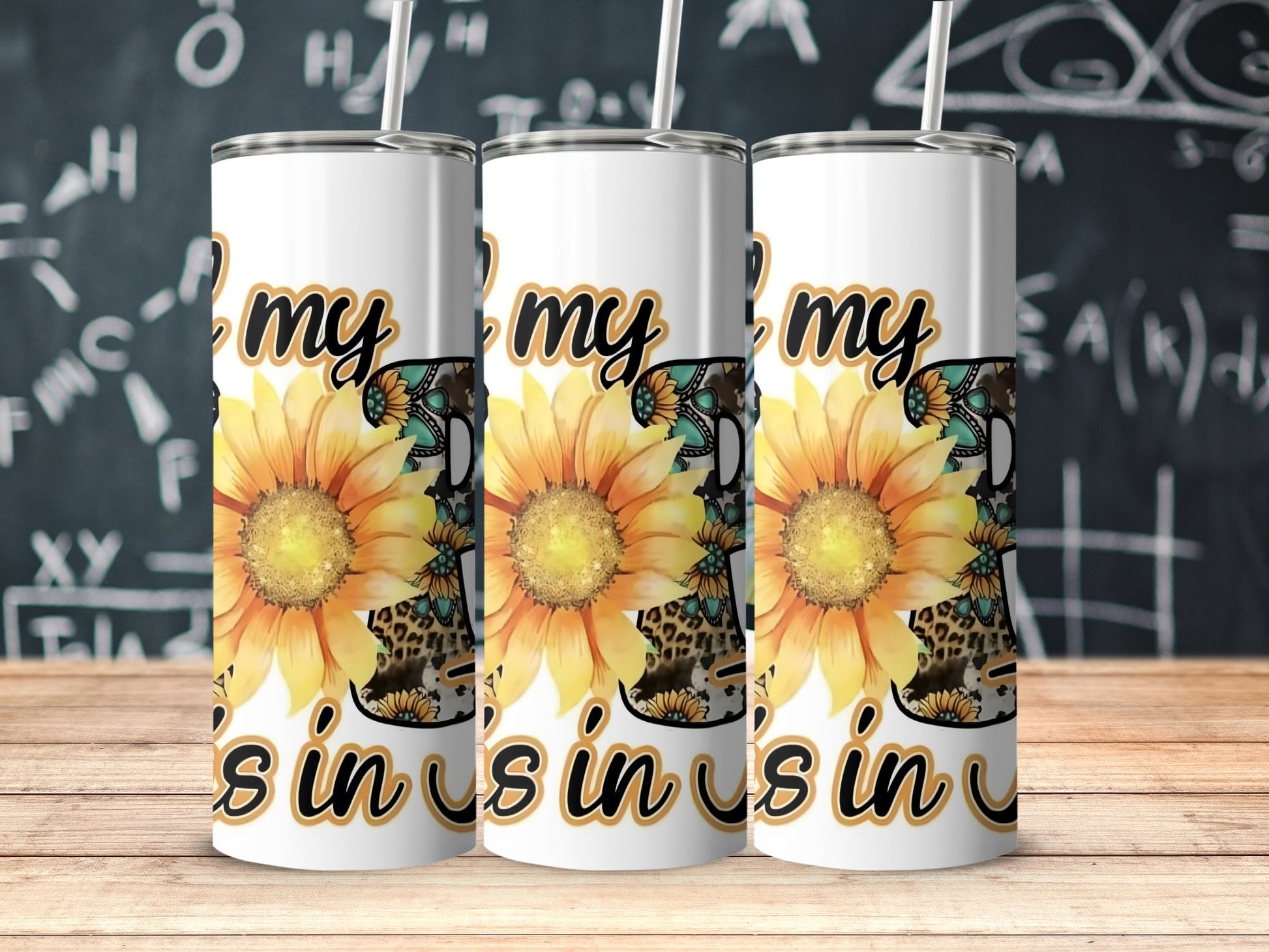 Sunflower Leopard Print Tumbler with Straw product