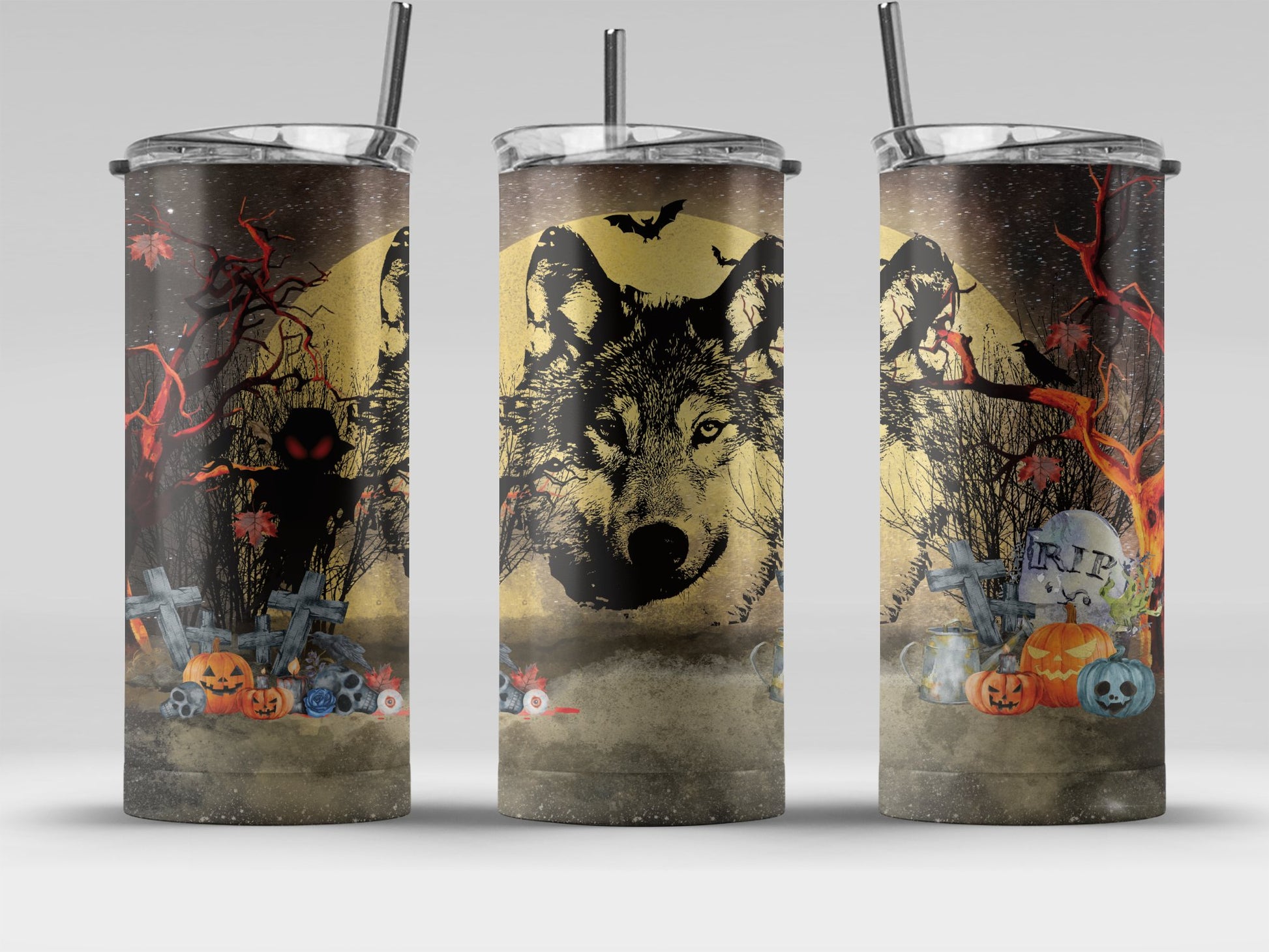 Wolf and Halloween Theme Design Tumbler product