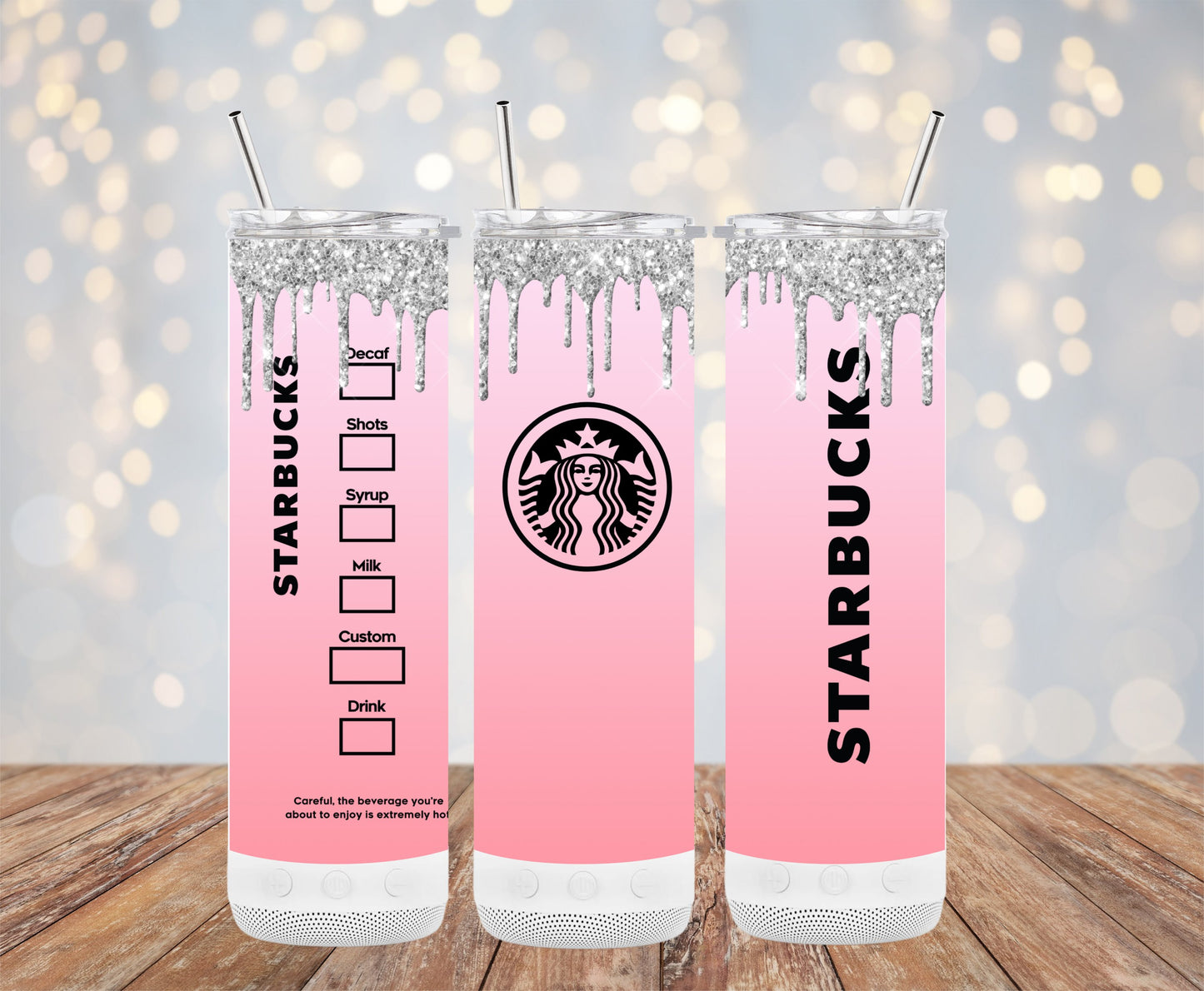 Pink Glitter Drip Starbucks Style Tumbler Drink product type