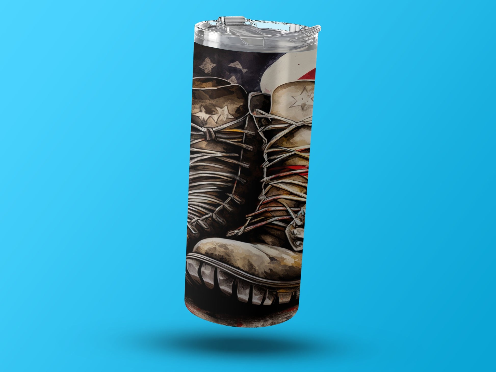 Vintage Military Boots on Rustic American Flag product