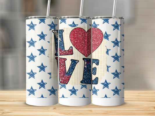 Sparkling Love and Stars Tumbler with Straw Drinkware Product