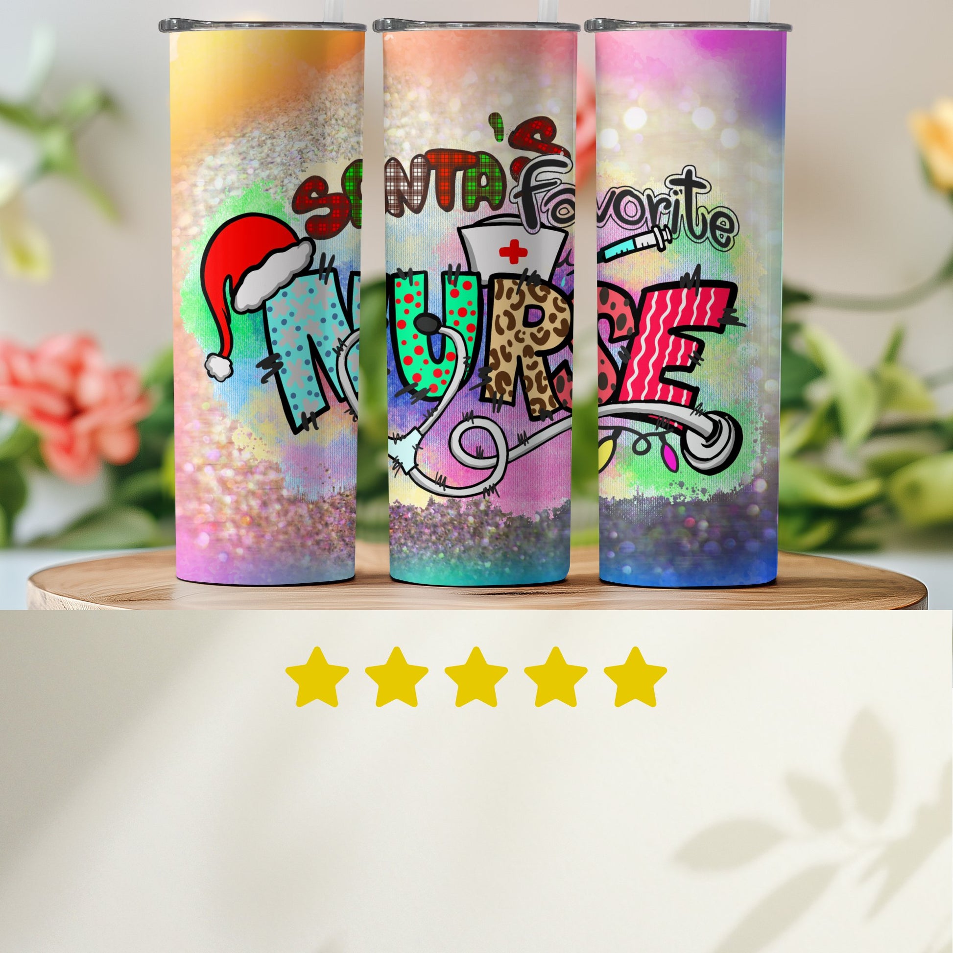 Santa's Favorite Nurse Festive Tumbler Product