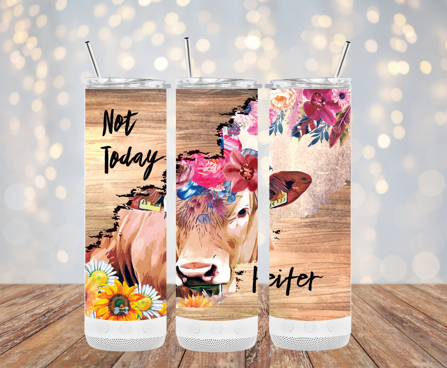 Colorful Floral Cow Art Design Travel Tumbler product