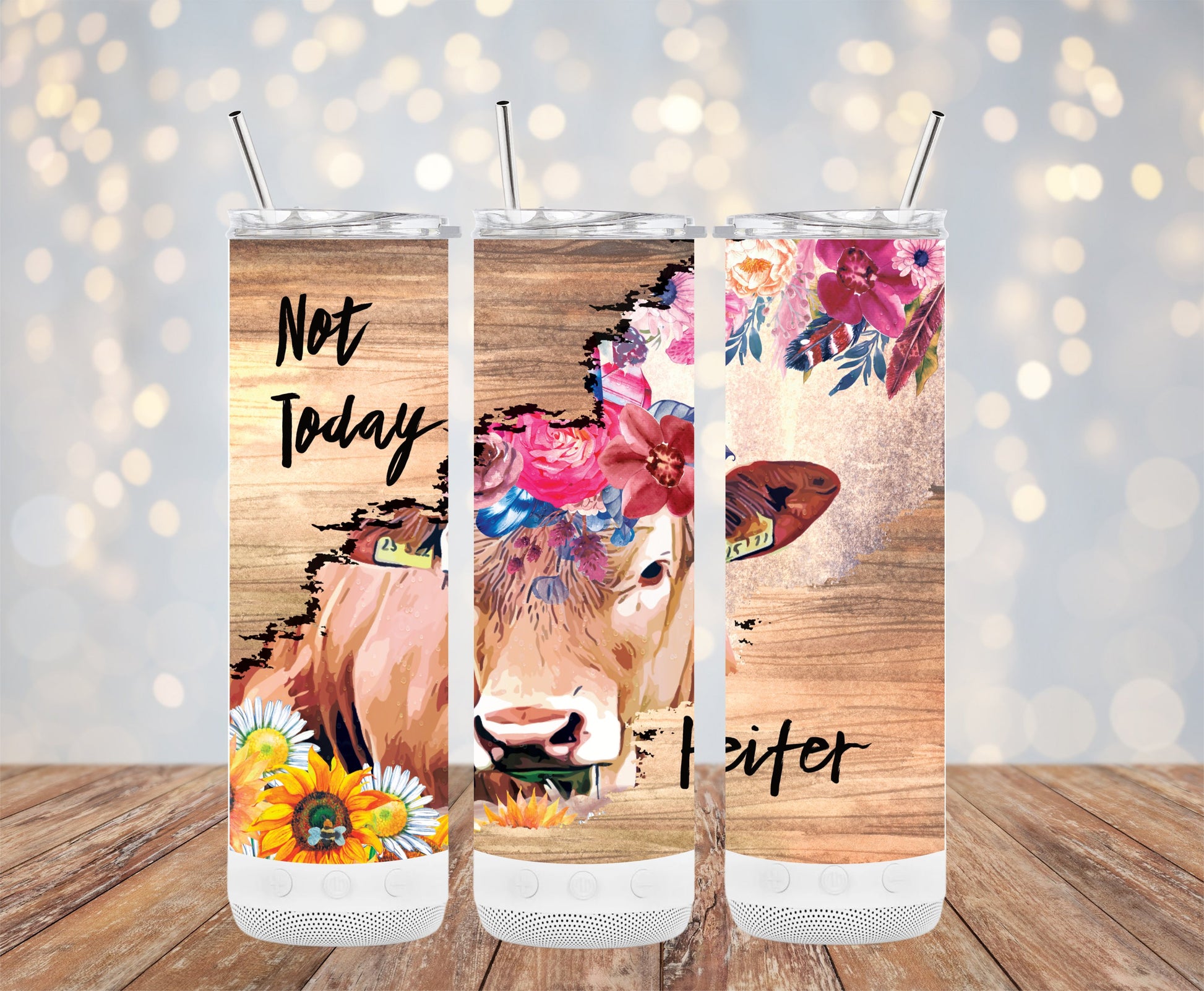 Colorful Floral Cow Art Design Travel Tumbler product