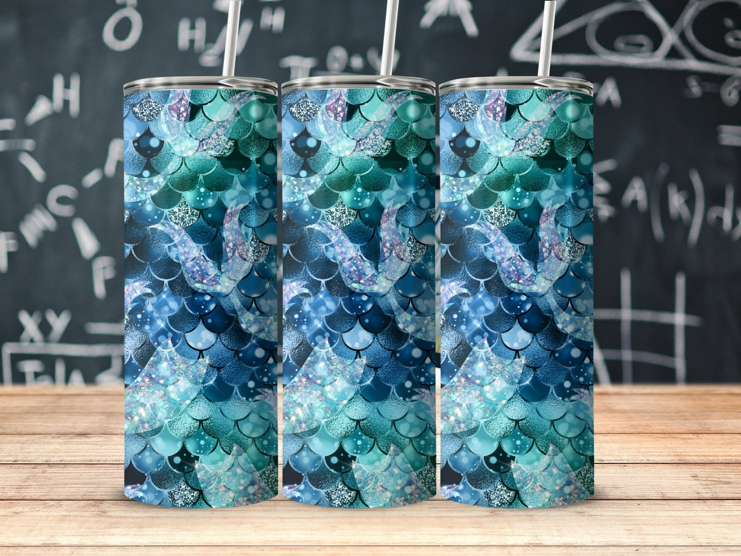Beautiful Blue Scales Design Tumbler with Straw product type