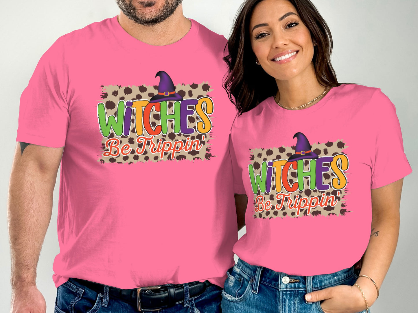 Witches Be Trippin Halloween Pink Graphic Tee product type