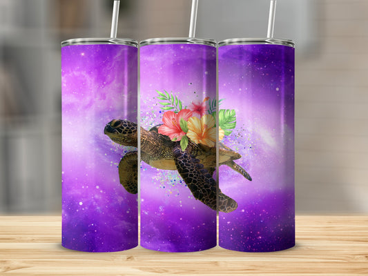 Colorful Floral Turtle Tumbler Galactic Design product type