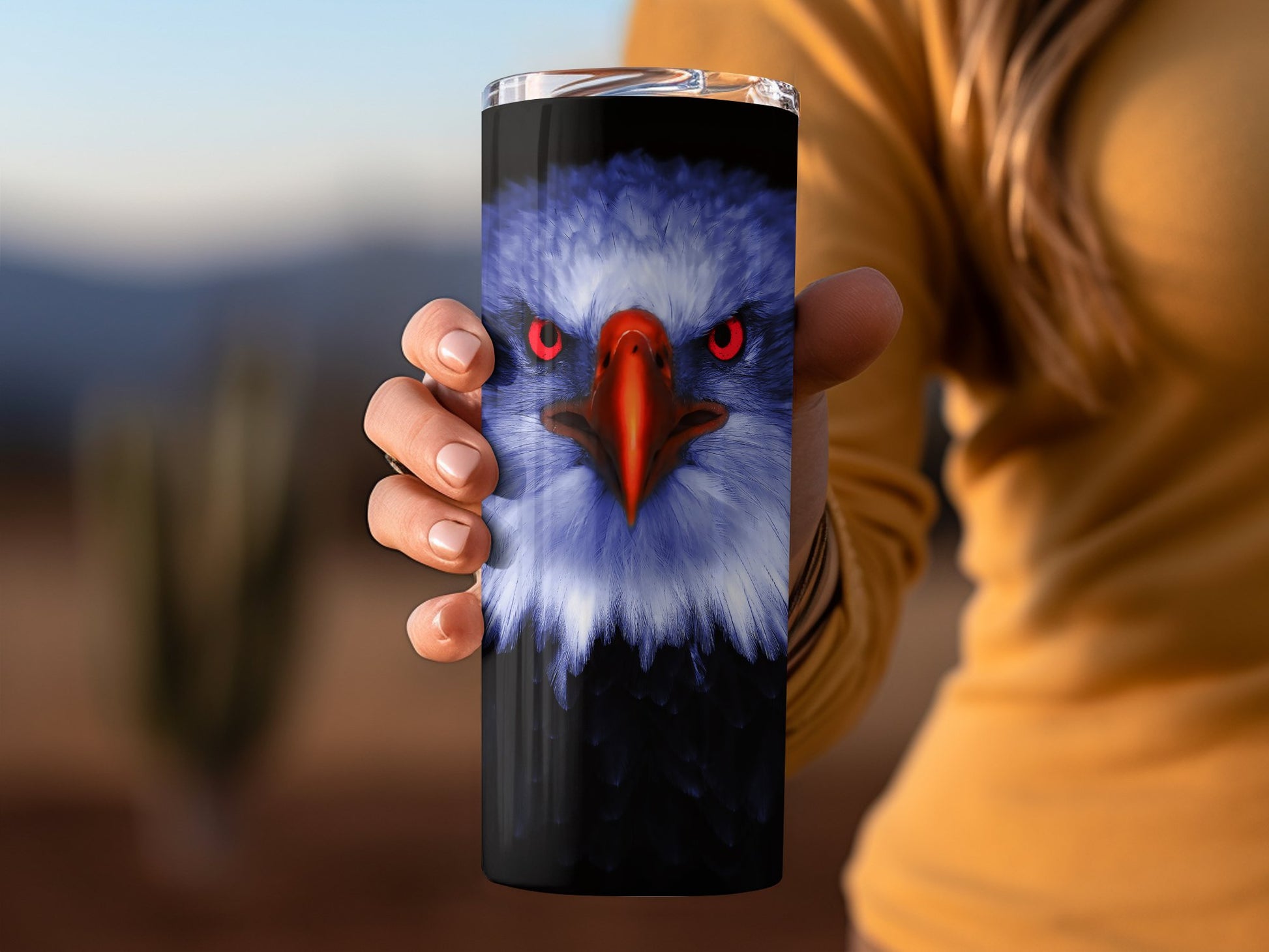 Vibrant Eagle Design with Fierce Red Eyes Tumbler product type