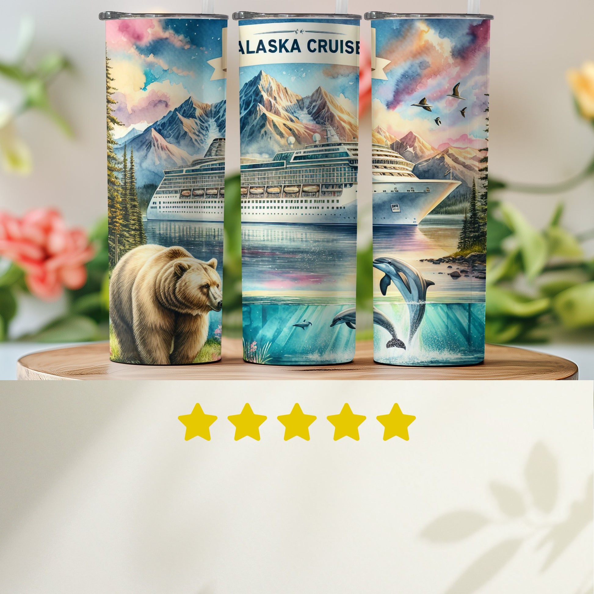 Stunning Alaska Cruise Themed Tumbler Beverage Product