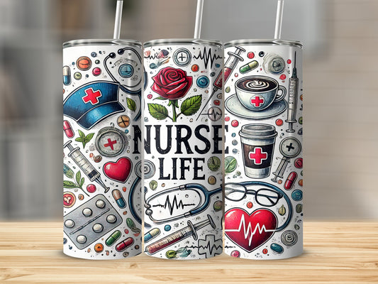 Colorful Nurse Life Design Sublimation Tumbler product