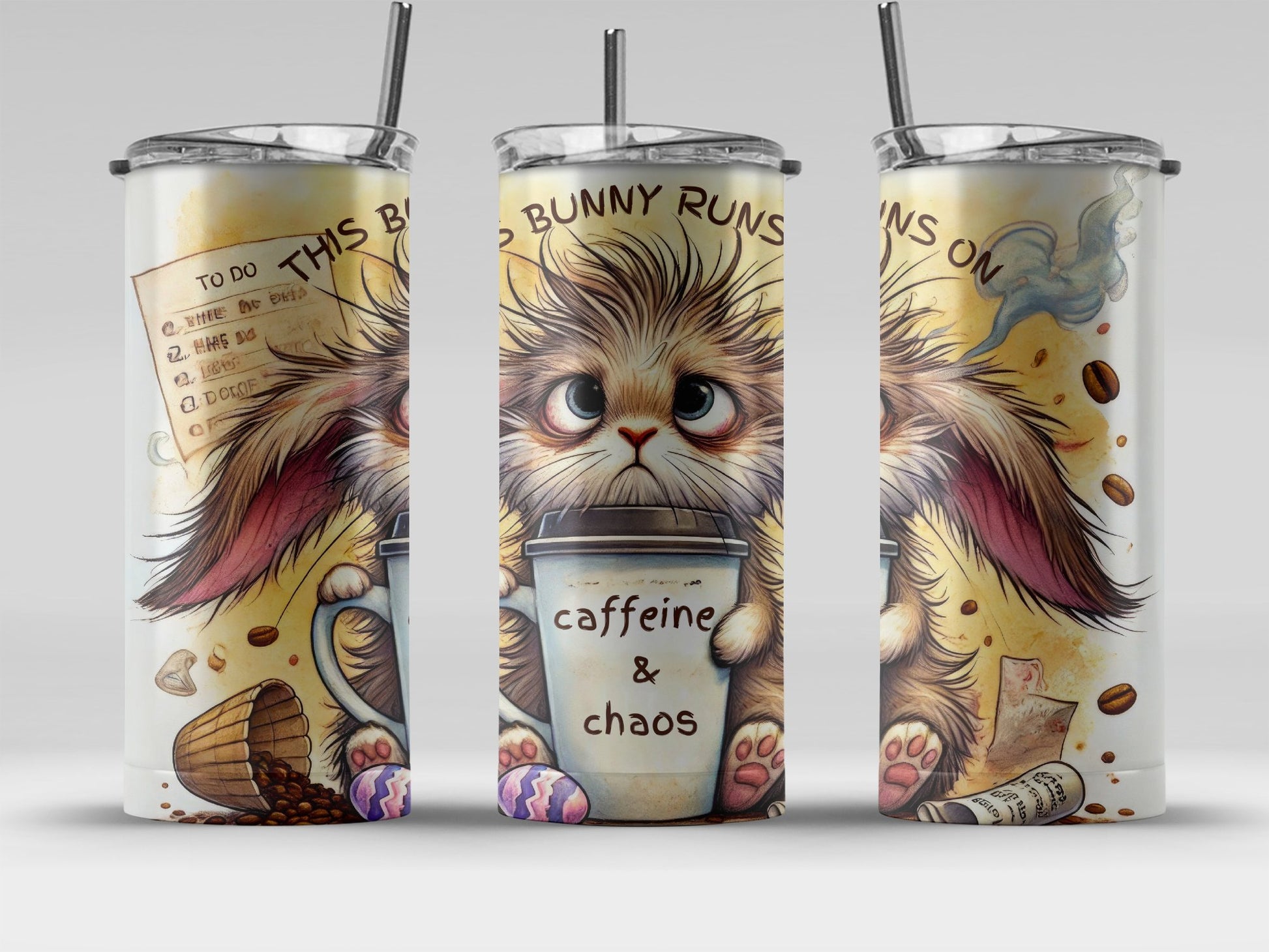 This Bunny Runs on Caffeine and Chaos Tumbler product