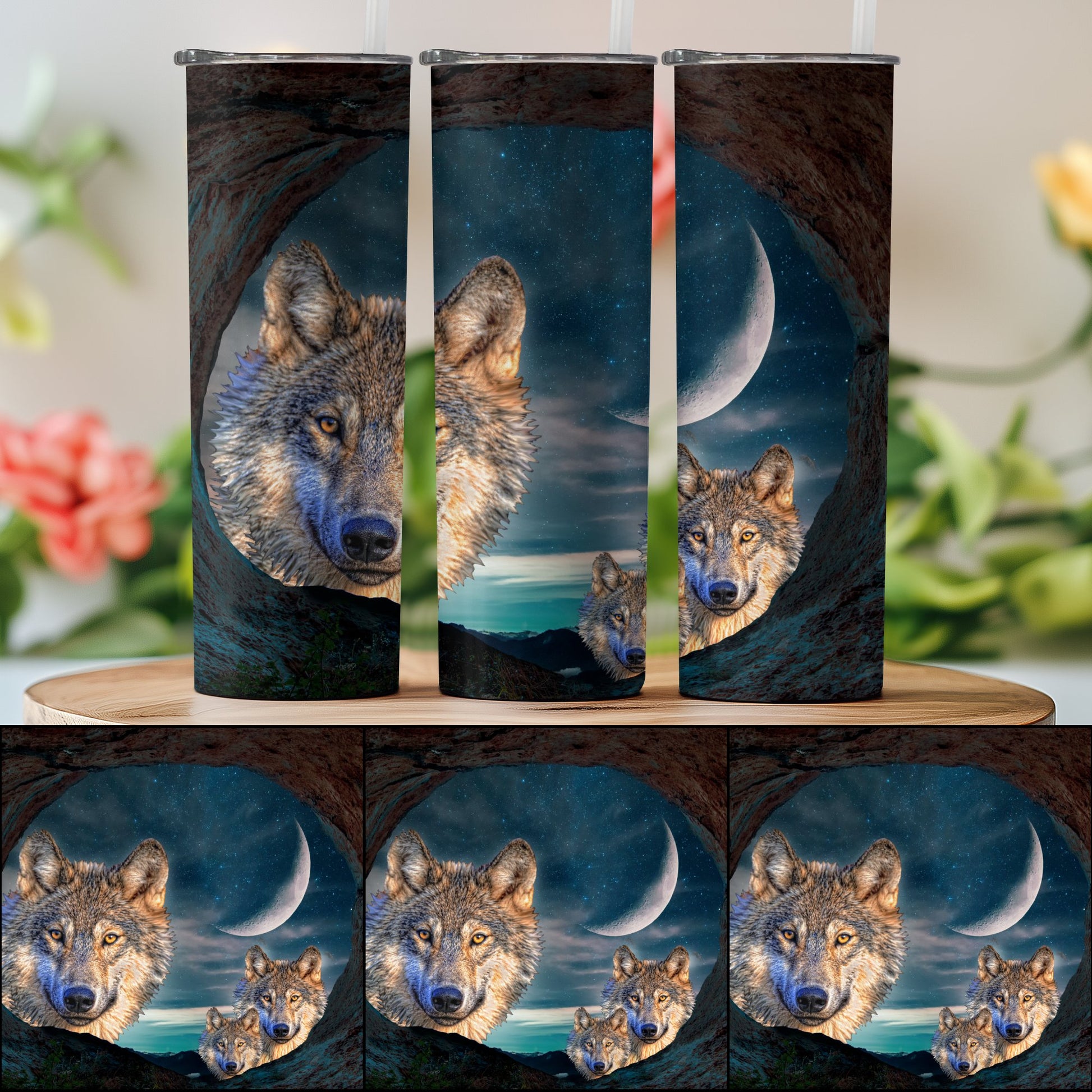 Full Moon Wolves Design Insulated Tumbler product