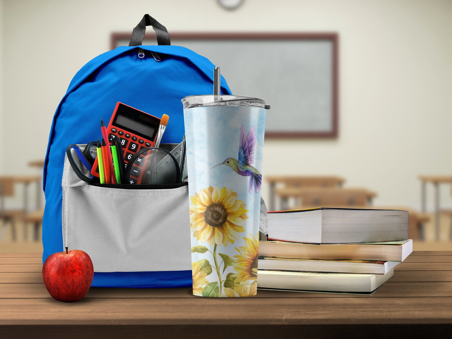 Hummingbird and Sunflower Print Tumbler product type