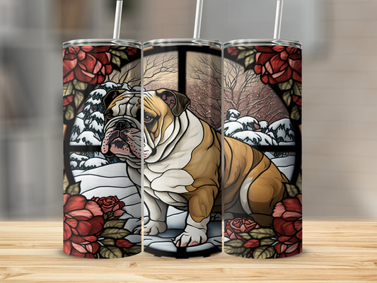 Bulldog Art with Stained Glass Background product