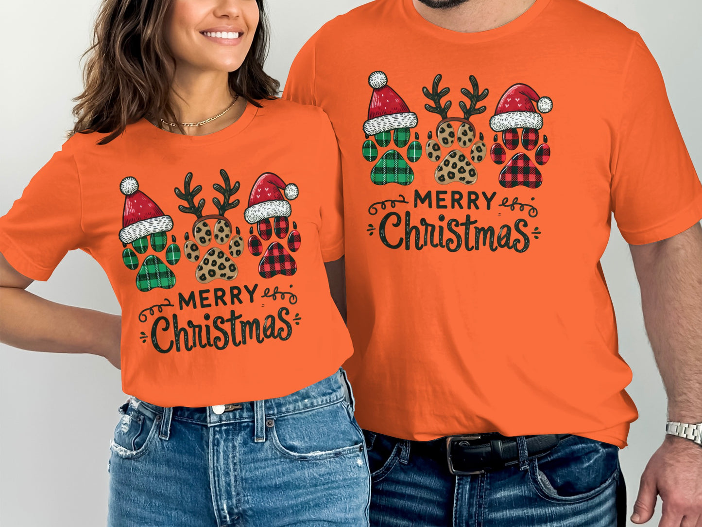 Merry Christmas Matching Couples T-Shirt Set