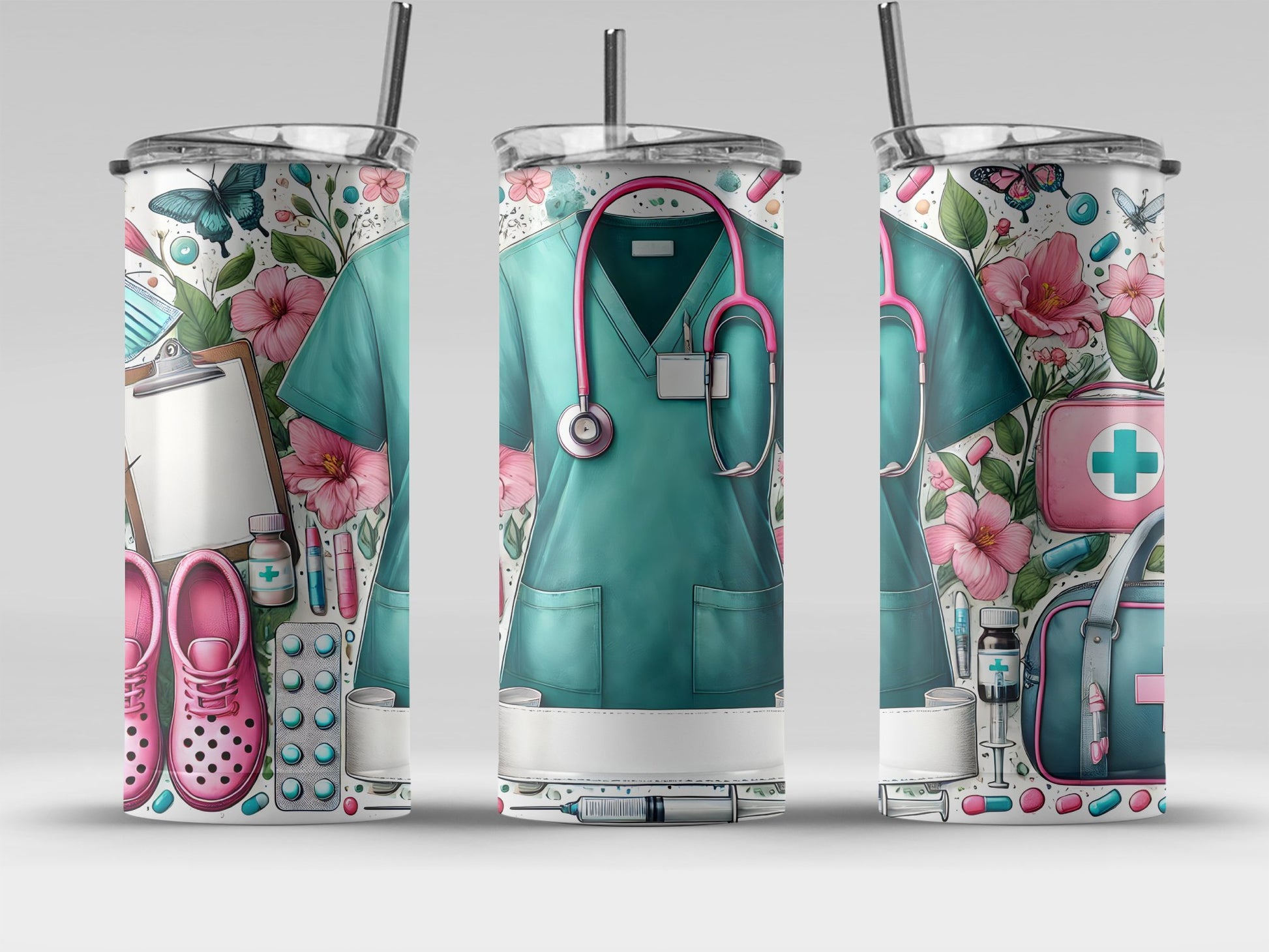 Colorful Nurse and Medical Themed Design on Tumbler product