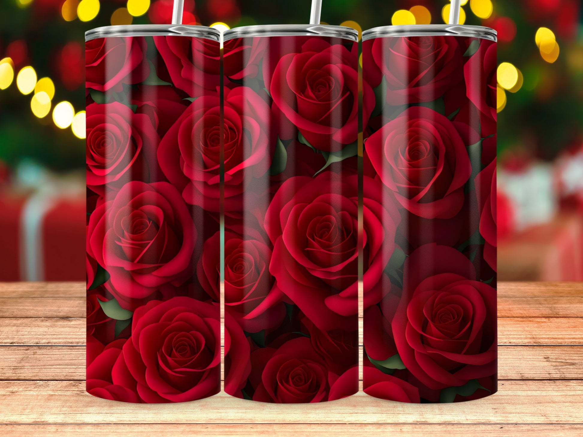 Elegant Red Rose Design Insulated Tumbler product