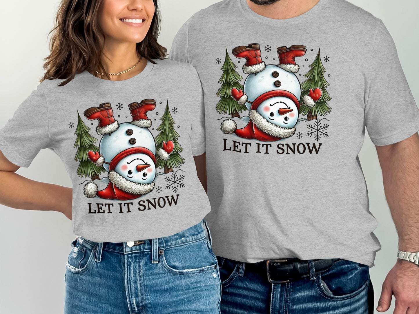 Let It Snow Snowman T-Shirt for Winter Fashion