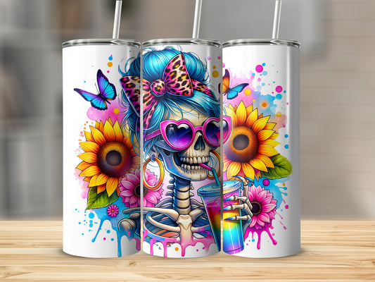 Vibrant Skeleton Sunflower Butterfly Tumbler product