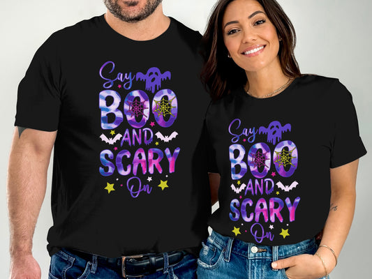 Say Boo and Scary On Matching Halloween T-Shirt product