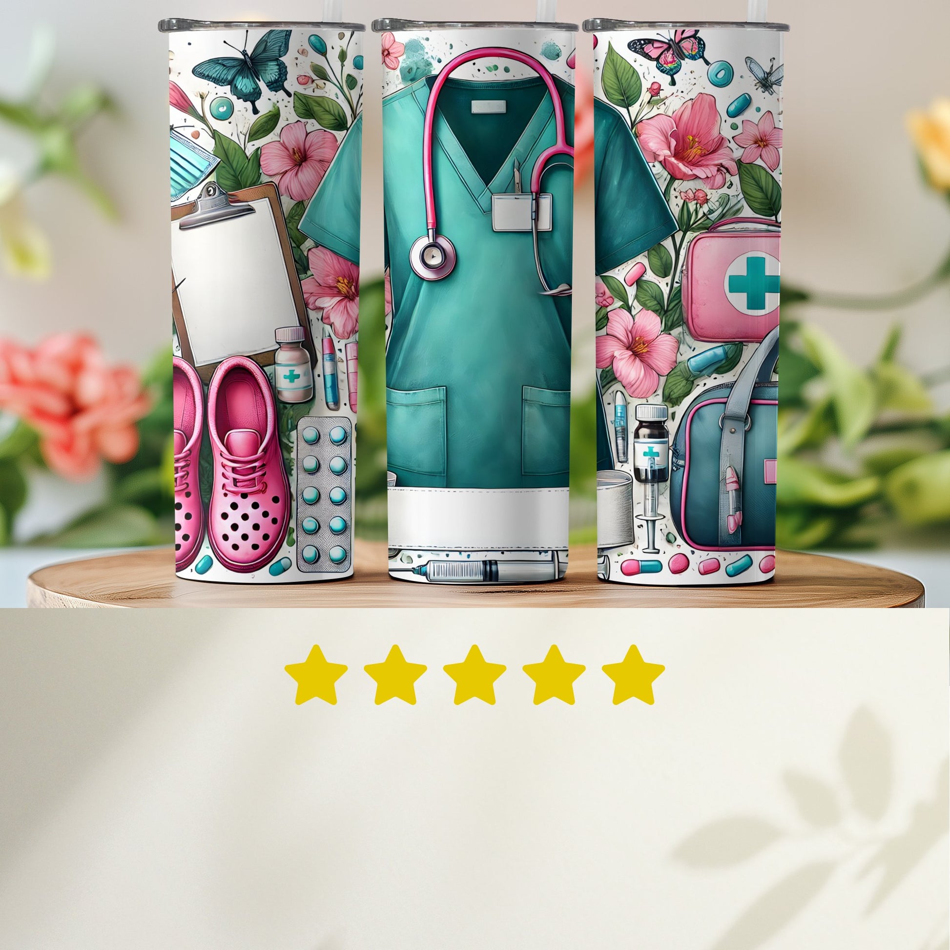 Colorful Nurses Themed Stainless Steel Tumbler product