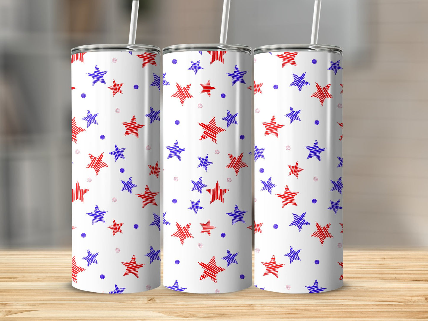 Red and Blue Stars and Dots Pattern Tumbler product type