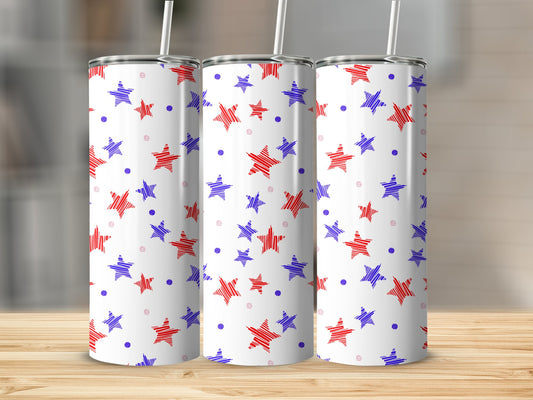 Red and Blue Stars and Dots Pattern Tumbler product type