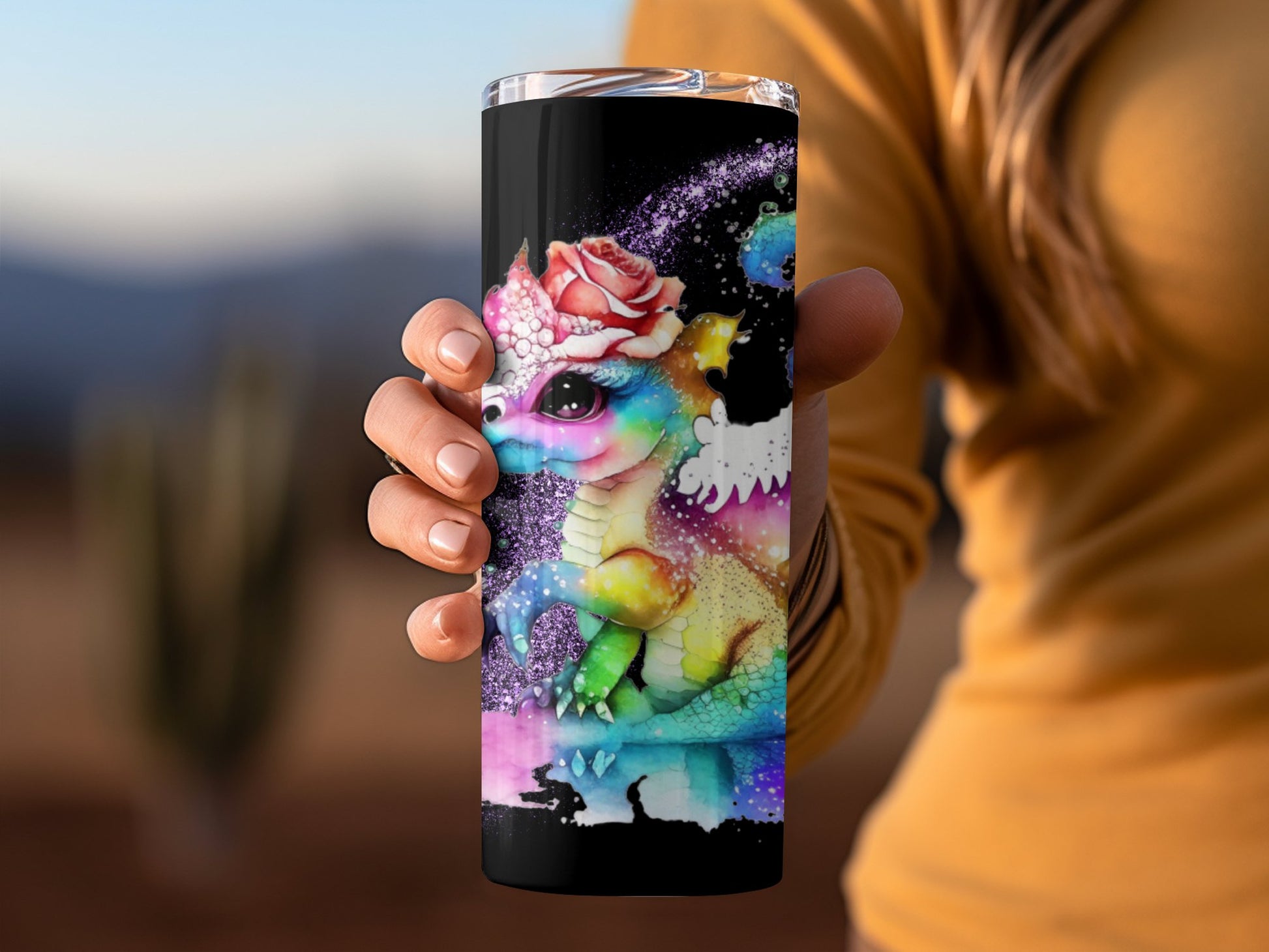Adorable Multicolored Dragon Artwork Tumbler product