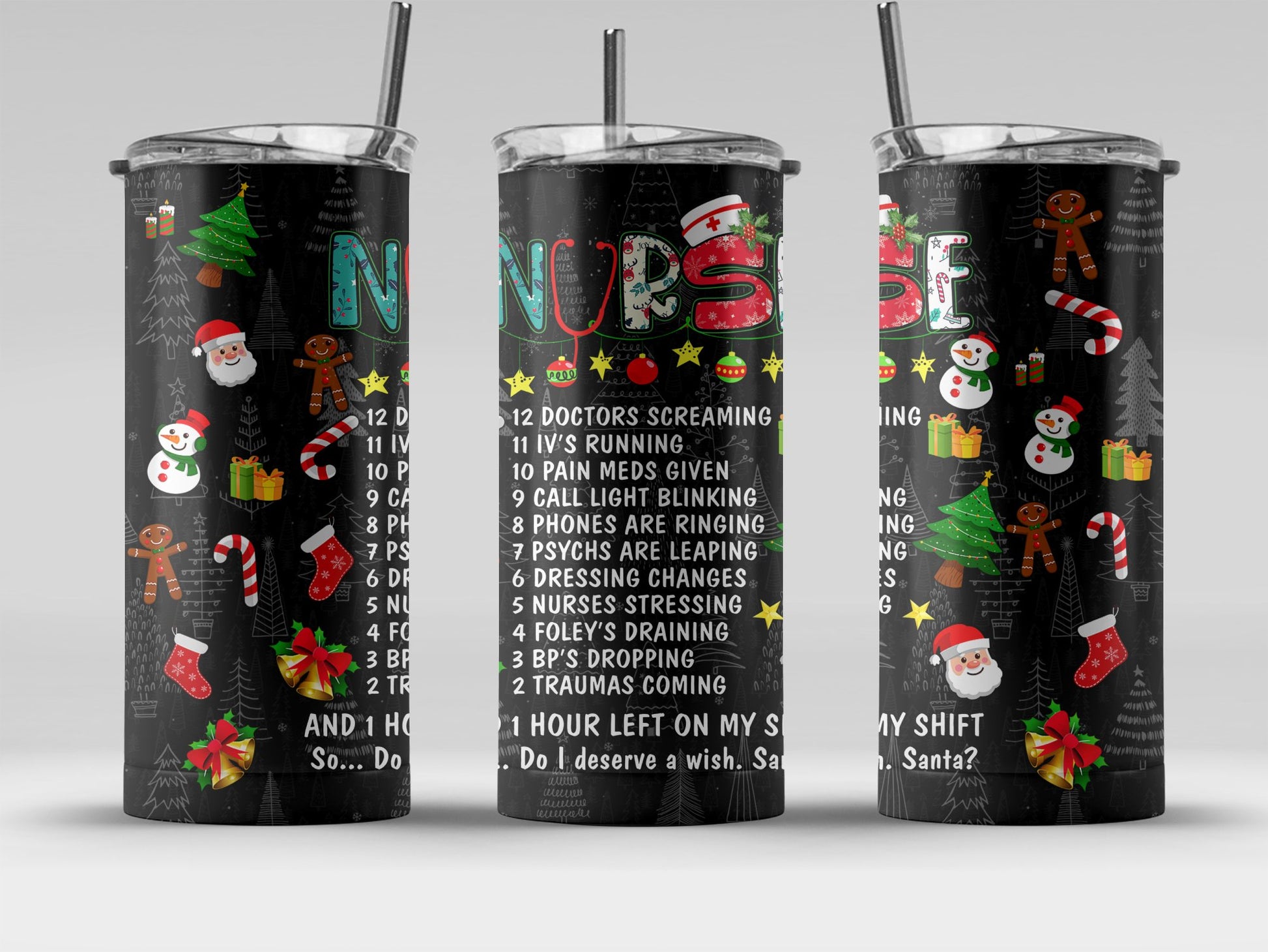 Christmas Theme Nurse Stainless Steel Tumbler product