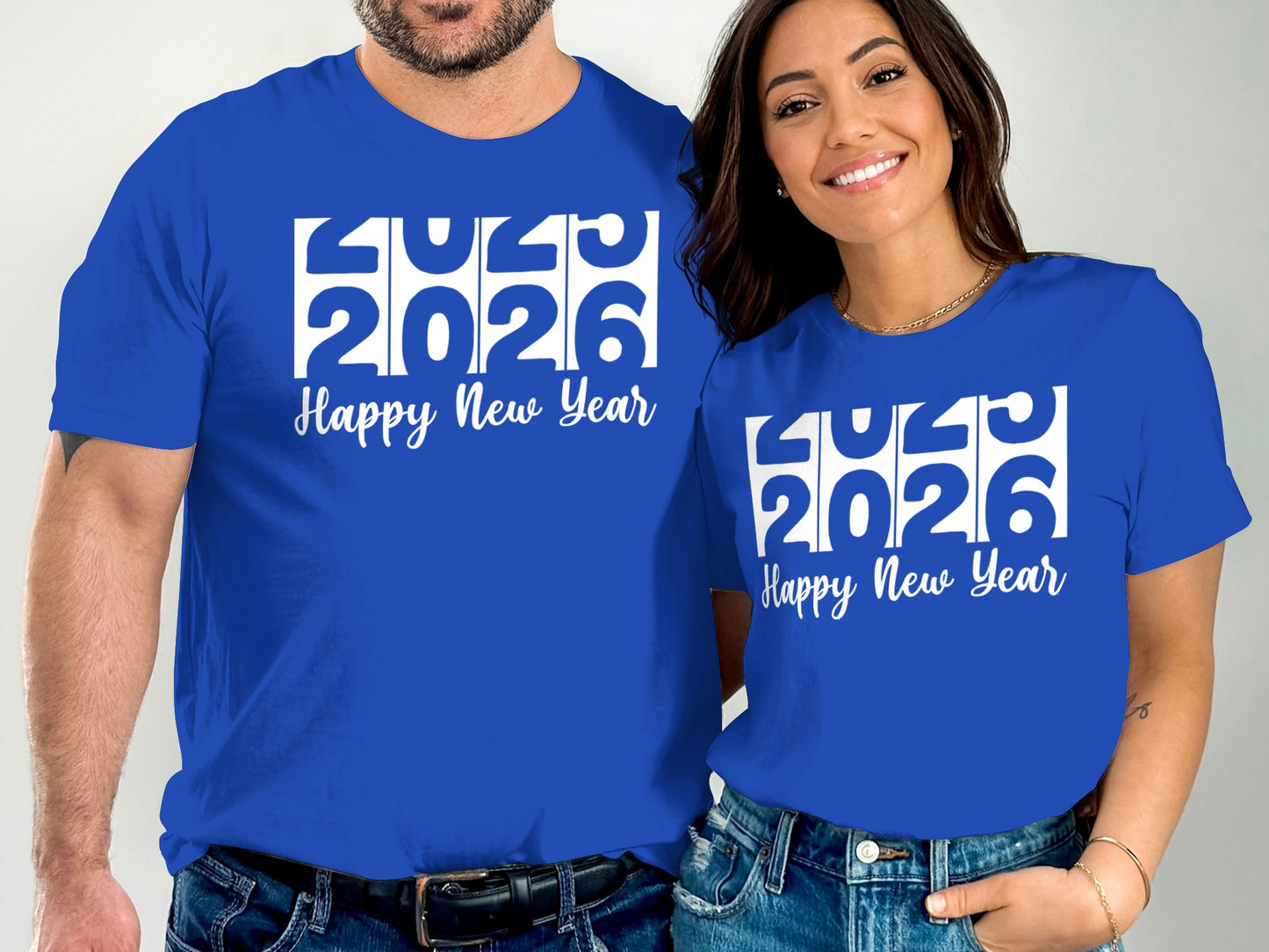 Festive Blue 2024 Happy New Year Graphic T-Shirt