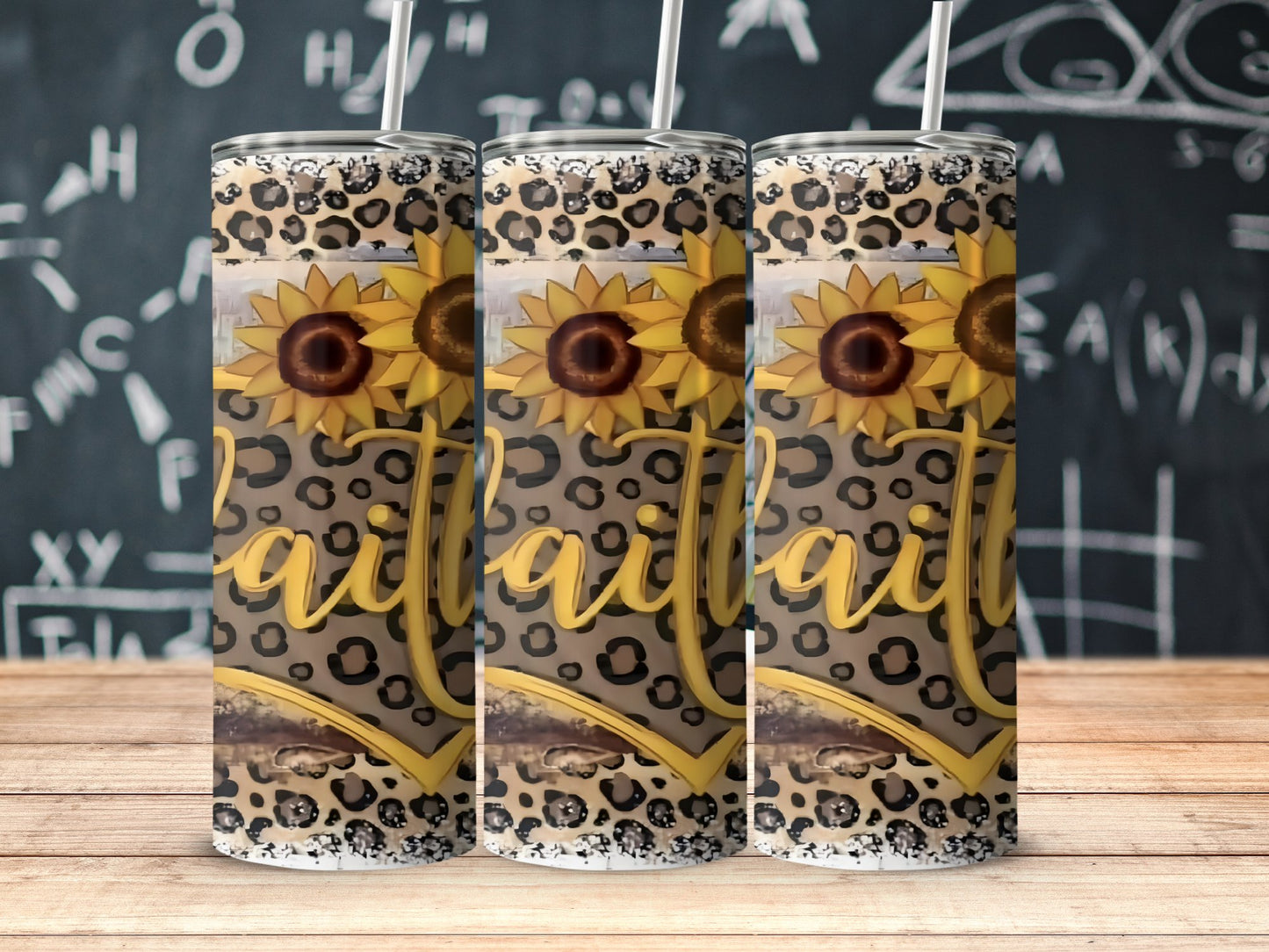 Sunflower and Leopard Print Personalized Tumbler product