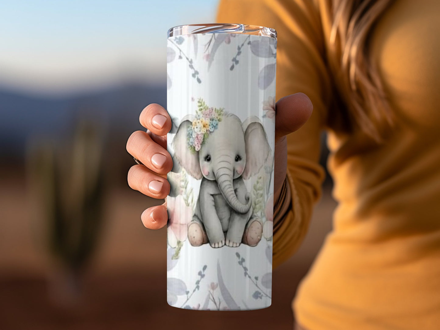 Adorable Elephant Floral Design Insulated Tumblers product
