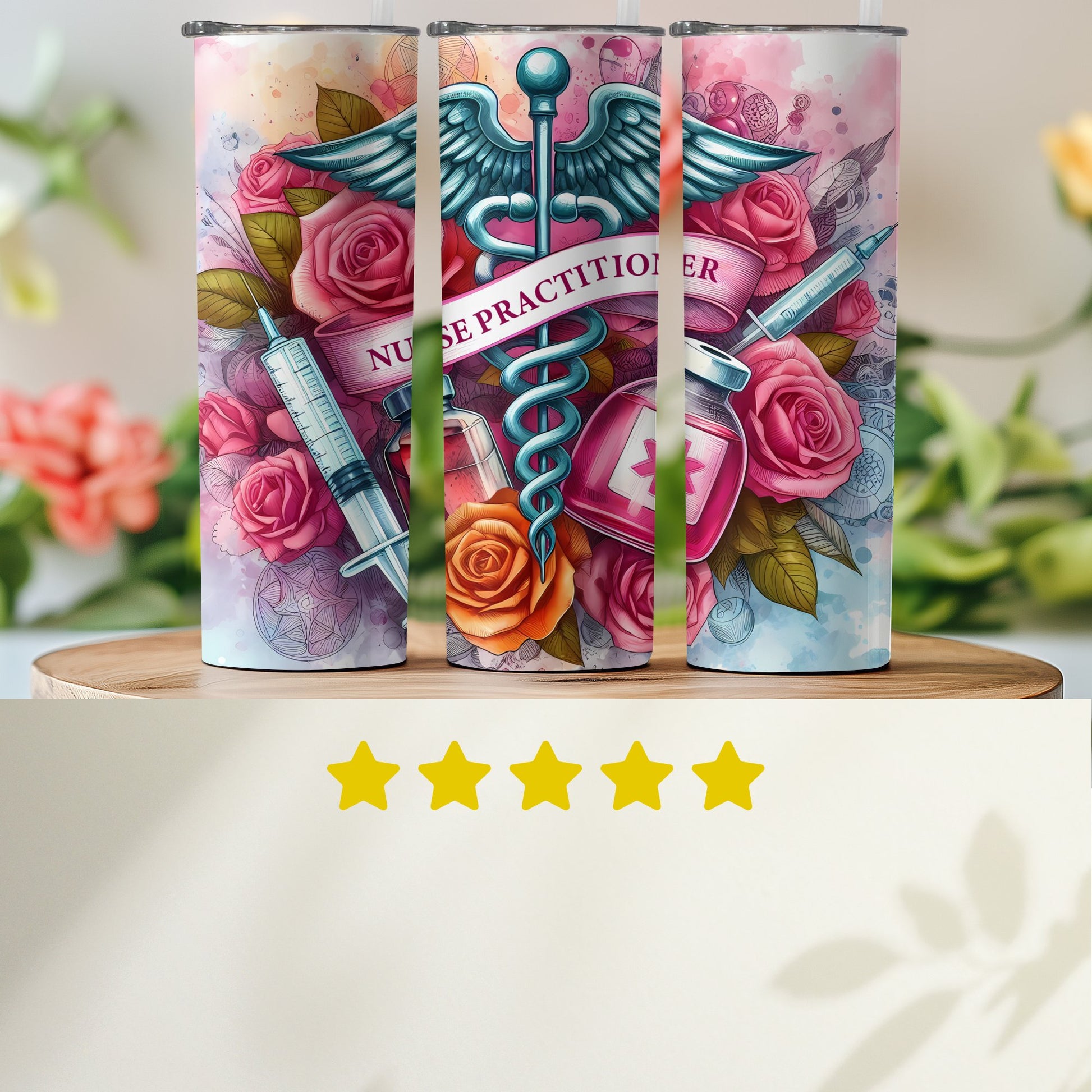 Nurse Practitioner Colorful Floral Art Tumbler product