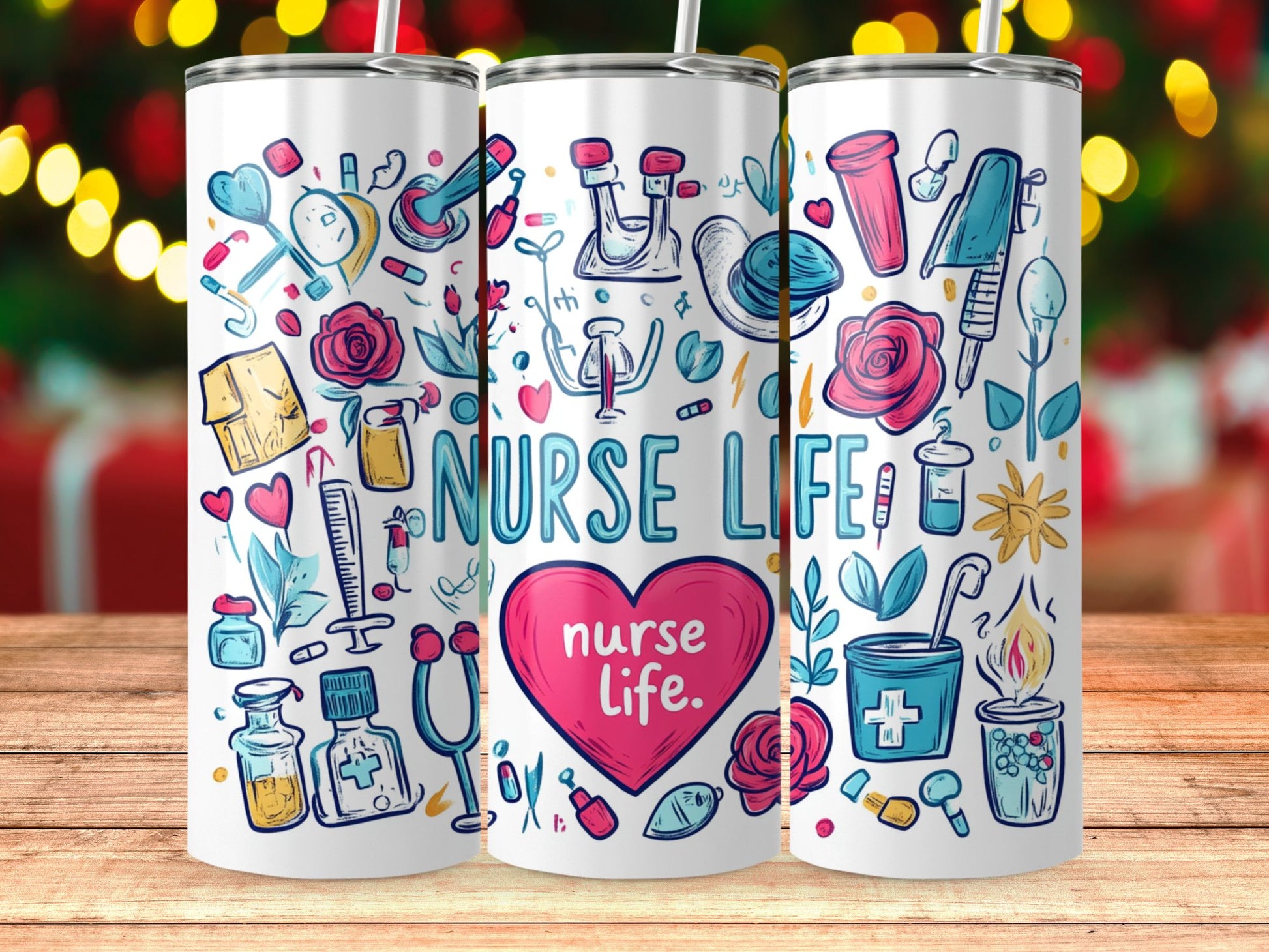 Nurse Life Tumbler with Medical Illustrations product type
