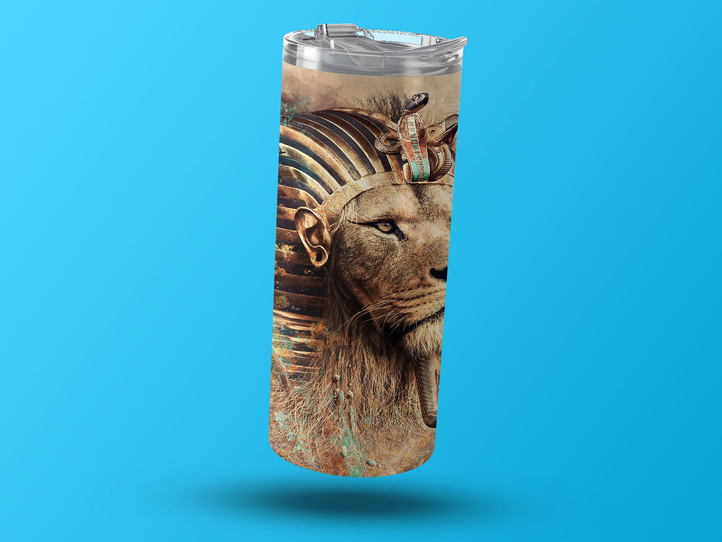 Majestic Lion Pharaoh Art on Travel Mug product