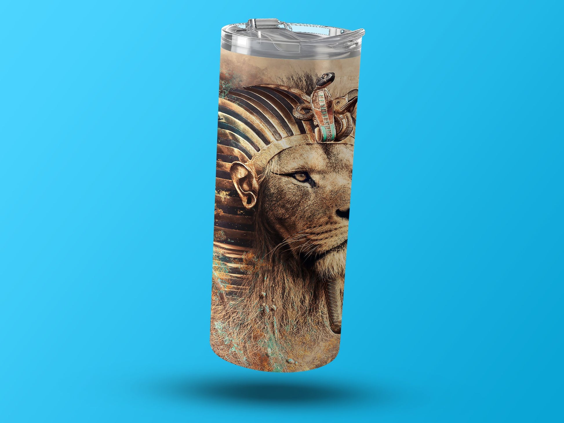 Majestic Lion Pharaoh Art on Travel Mug product