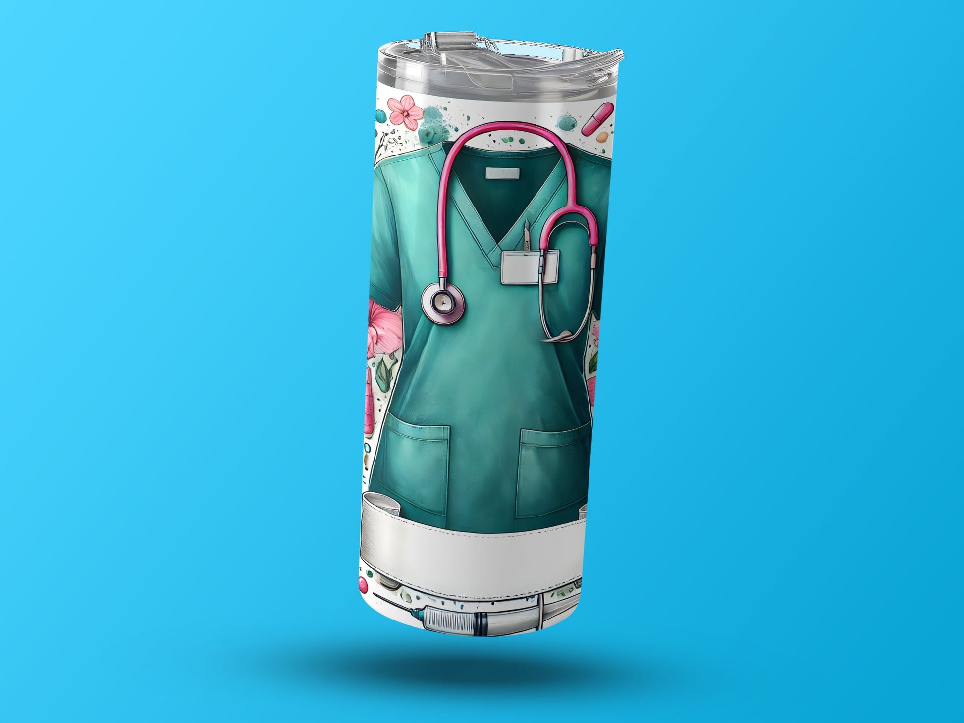 Nurse Scrubs Theme Tumbler with Stethoscope product