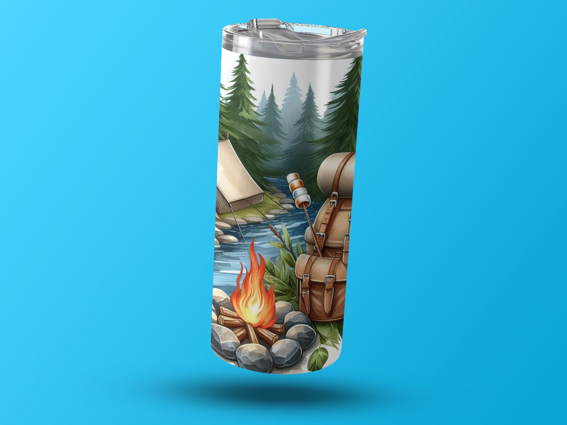 Camping Scene with Backpack and Tent Drinkware product type