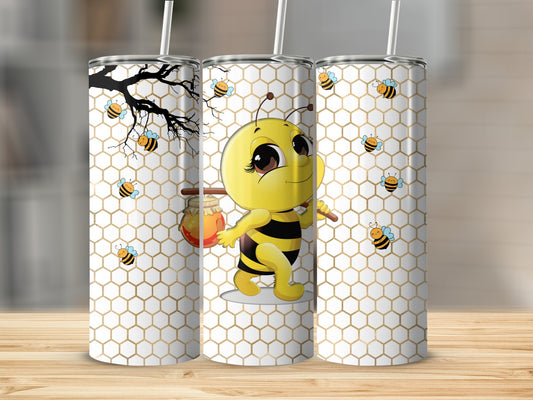 Cute Bee Honeycomb Pattern Insulated Tumbler product