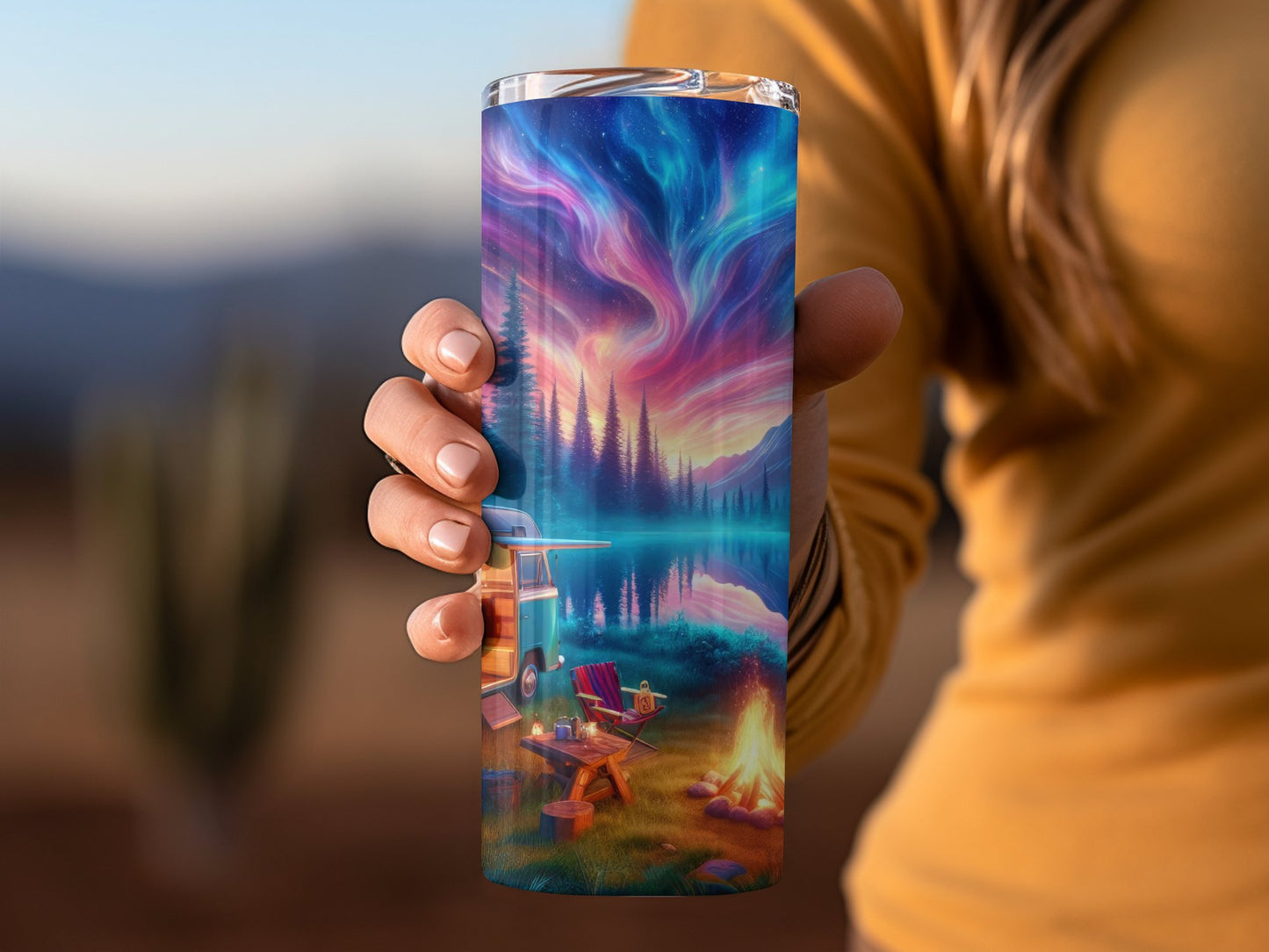 Starry Night Camping Scene Travel Mug product