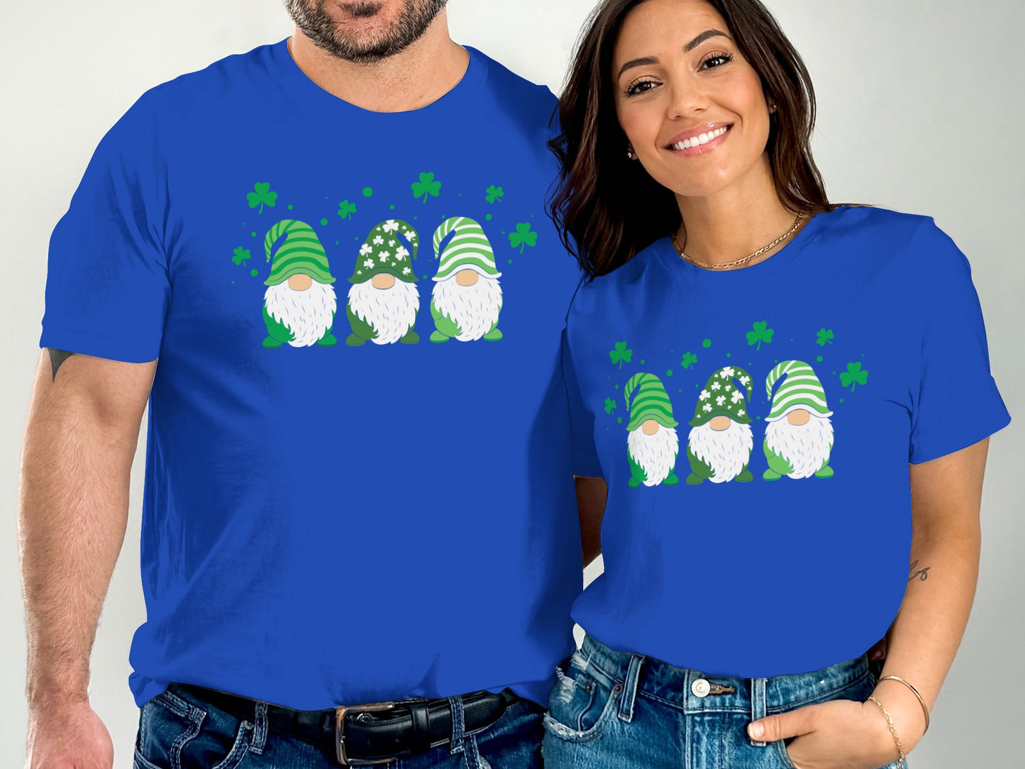 Matching Gnomes with Shamrocks Blue T-Shirt Product