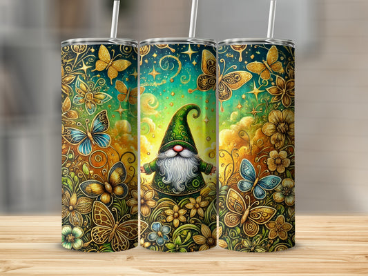 Colorful Gnome and Butterflies Insulated Tumbler Cups