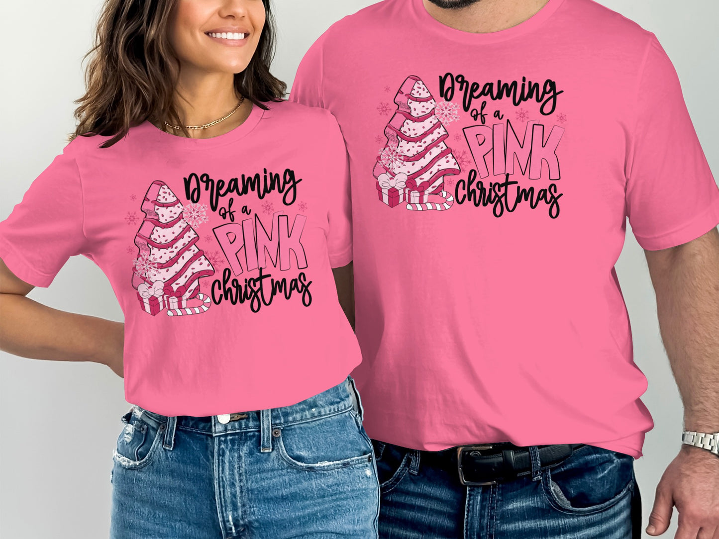 Dreaming of a Pink Christmas graphic tee